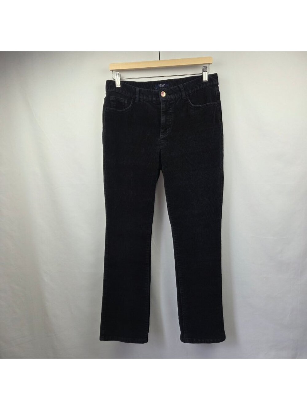 Chaps Black Straight Leg Corduroy Pants 8P Petite